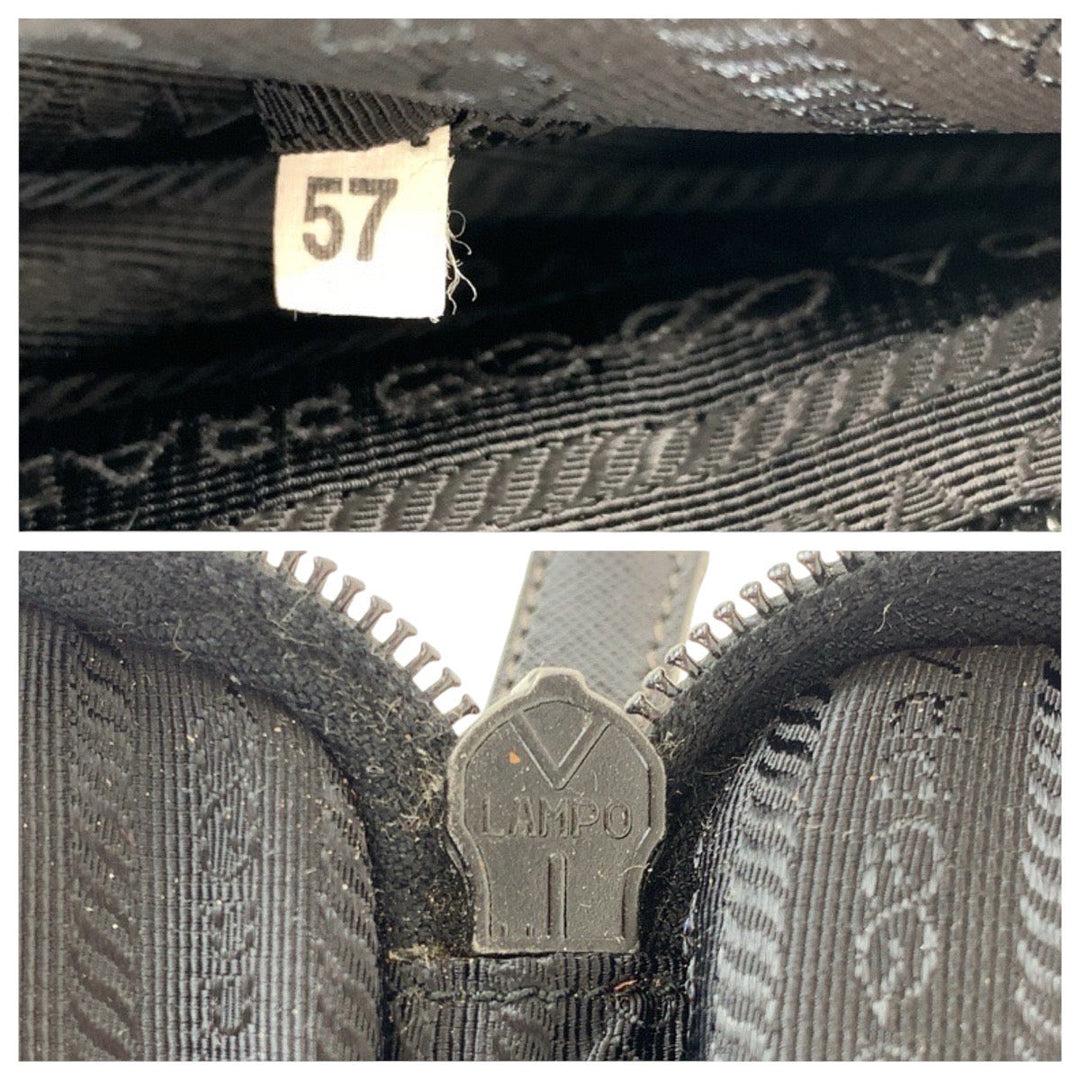 PRADA Business bag Nylon, Leather Black SilverMetal Business bag Briefcase 2way Testo Saffiano Triangle With logo mens Used Authentic