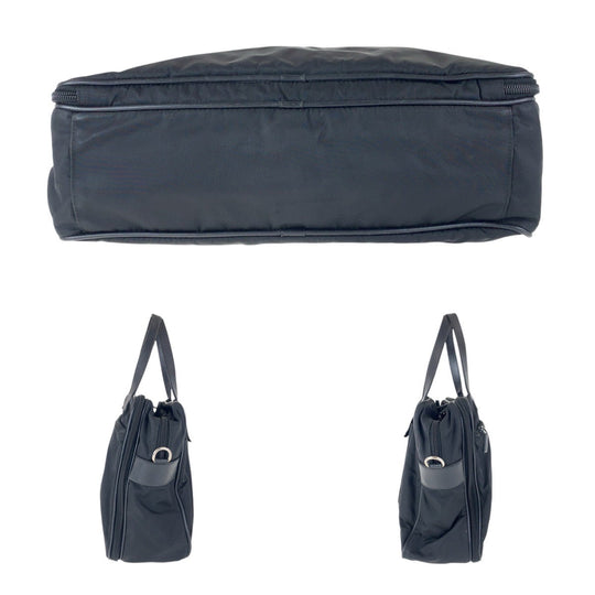 PRADA Business bag Nylon, Leather Black SilverMetal Business bag Briefcase 2way Testo Saffiano Triangle With logo mens Used Authentic