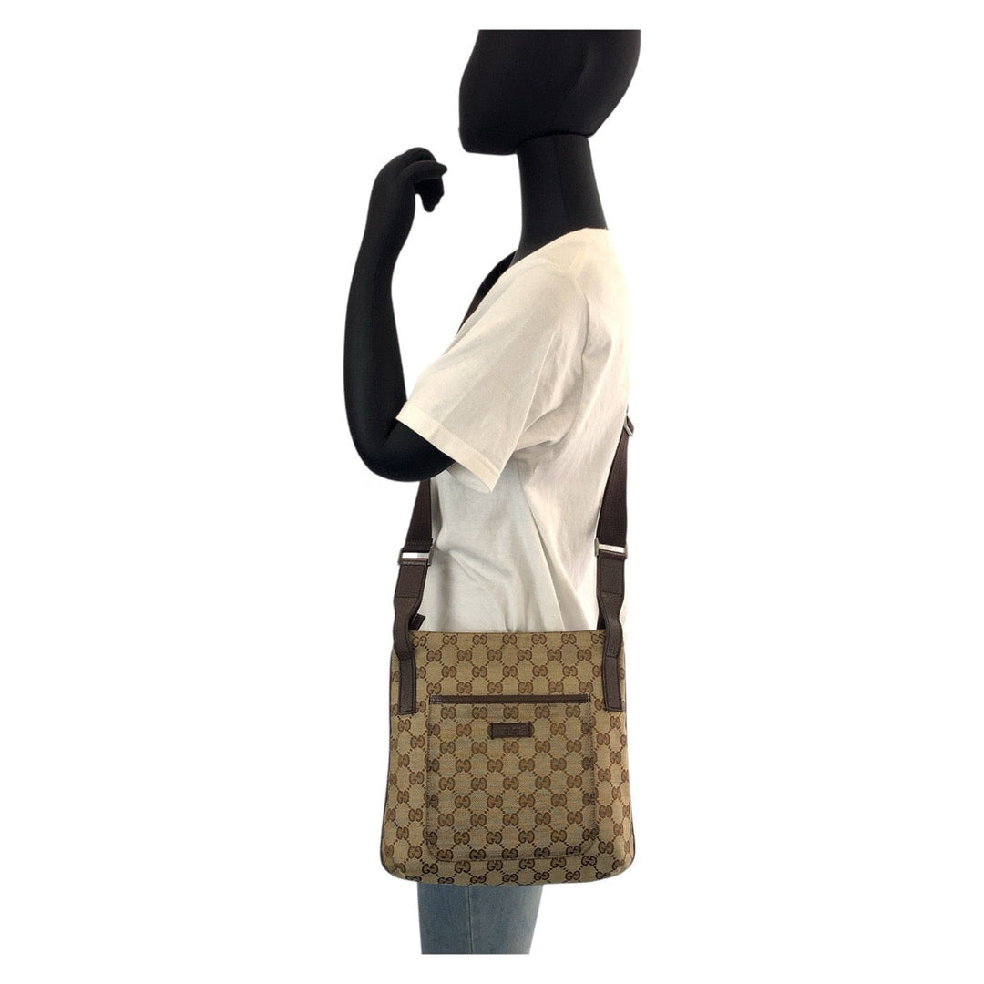 GUCCI Shoulder Bag 122793 GG canvas, leather Brown beige Shoulder Bag Messenger bag Women Used Authentic