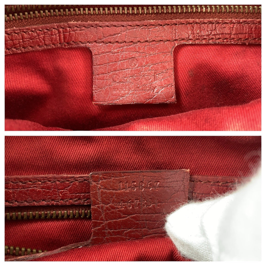 GUCCI Shoulder Bag 115867 GG canvas, leather Red Gold Metal Horsebit Women Used Authentic