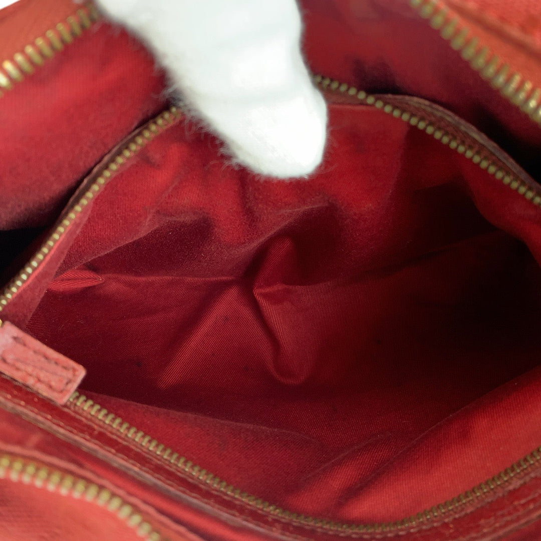 GUCCI Shoulder Bag 115867 GG canvas, leather Red Gold Metal Horsebit Women Used Authentic