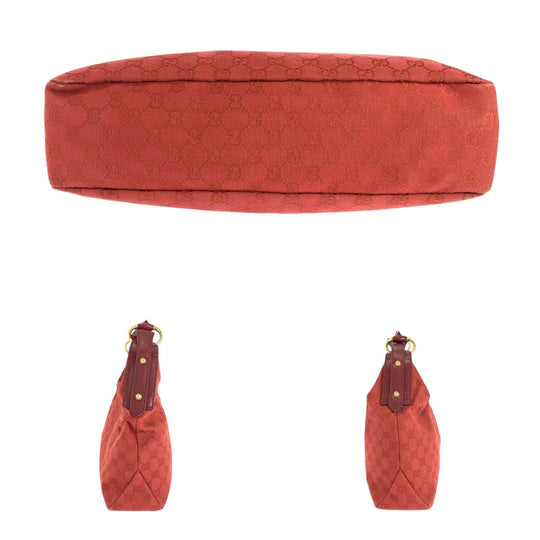 GUCCI Shoulder Bag 115867 GG canvas, leather Red Gold Metal Horsebit Women Used Authentic
