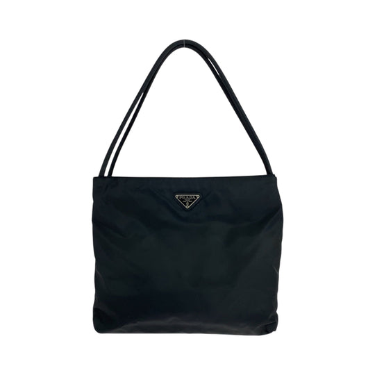 PRADA Tote Bag B6243 Nylon Black SilverMetal Tote Bag Shoulder Bag Handbag Test Triangle With logo Women Used Authentic