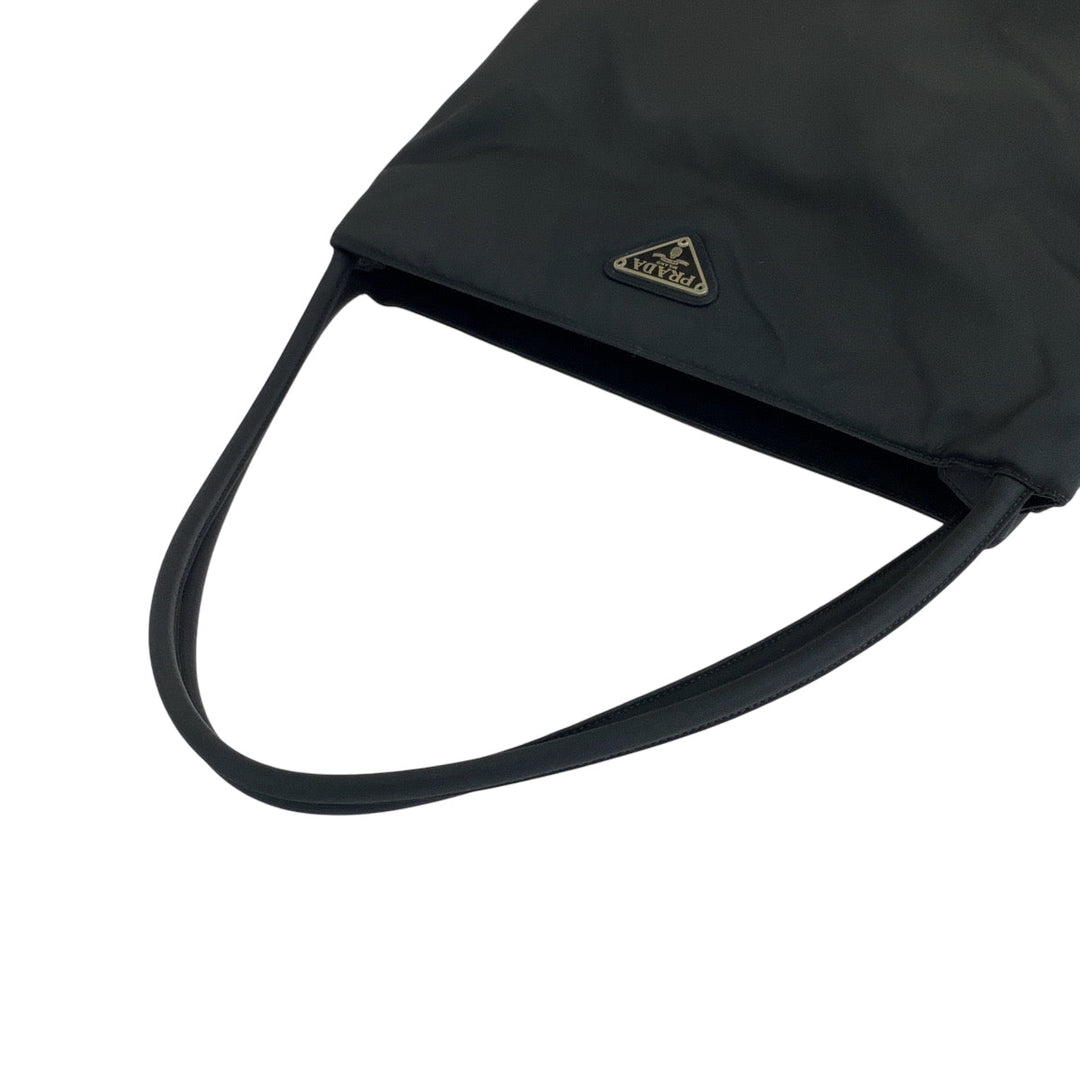 PRADA Tote Bag B6243 Nylon Black SilverMetal Tote Bag Shoulder Bag Handbag Test Triangle With logo Women Used Authentic