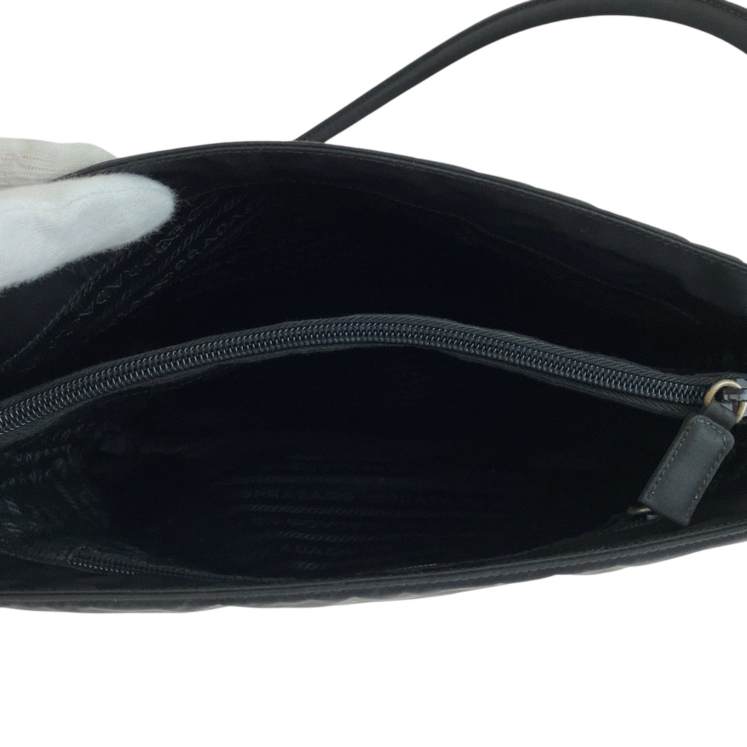 PRADA Tote Bag B6243 Nylon Black SilverMetal Tote Bag Shoulder Bag Handbag Test Triangle With logo Women Used Authentic