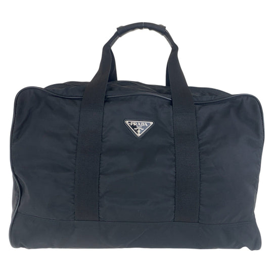 PRADA Boston Duffel bag Nylon BlackSilverMetal Boston Duffel bag unisex Test Triangle With logo Women Used Authentic