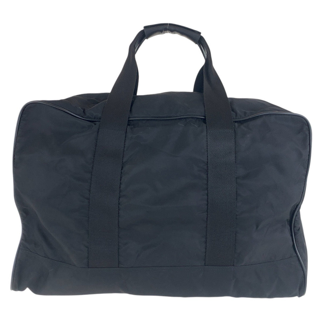 PRADA Boston Duffel bag Nylon BlackSilverMetal Boston Duffel bag unisex Test Triangle With logo Women Used Authentic