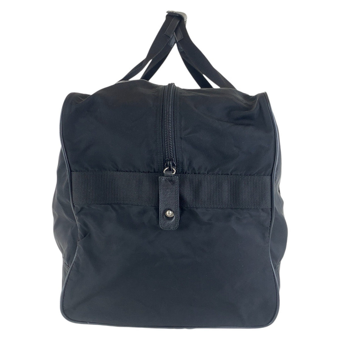 PRADA Boston Duffel bag Nylon BlackSilverMetal Boston Duffel bag unisex Test Triangle With logo Women Used Authentic