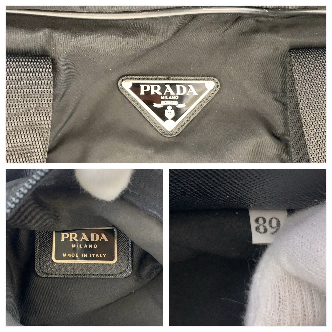 PRADA Boston Duffel bag Nylon BlackSilverMetal Boston Duffel bag unisex Test Triangle With logo Women Used Authentic