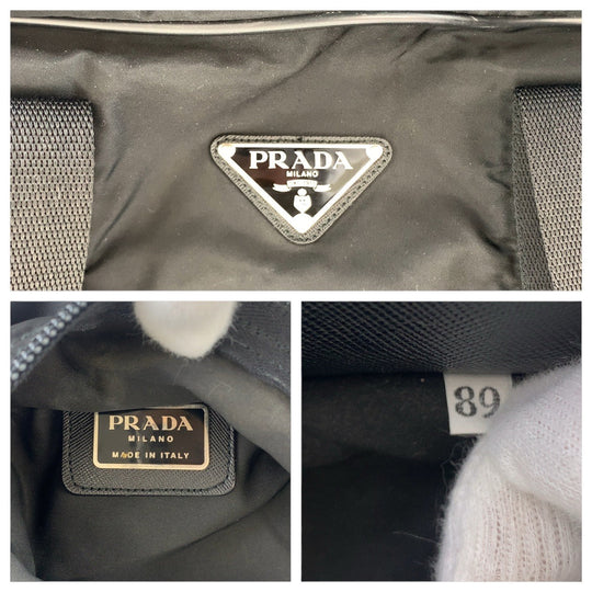 PRADA Boston Duffel bag Nylon BlackSilverMetal Boston Duffel bag unisex Test Triangle With logo Women Used Authentic