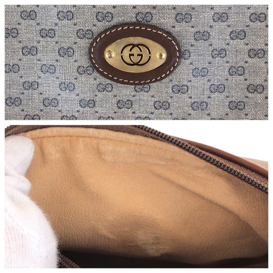 GUCCI Shoulder Bag 007 261 1148 GG Supreme canvas, leather Brown Gold Metal Shoulder Bag pochette Old Gucci Micro GG Women Used Authentic