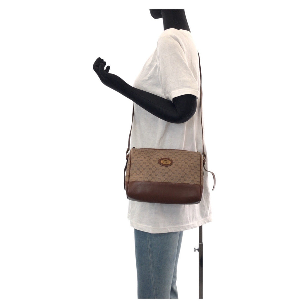 GUCCI Shoulder Bag 007 261 1148 GG Supreme canvas, leather Brown Gold Metal Shoulder Bag pochette Old Gucci Micro GG Women Used Authentic