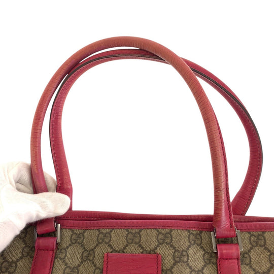 GUCCI Tote Bag 114595 GG Supreme canvas, leather Pink Brown SilverMetal Tote Bag Shoulder Bag Women Used Authentic