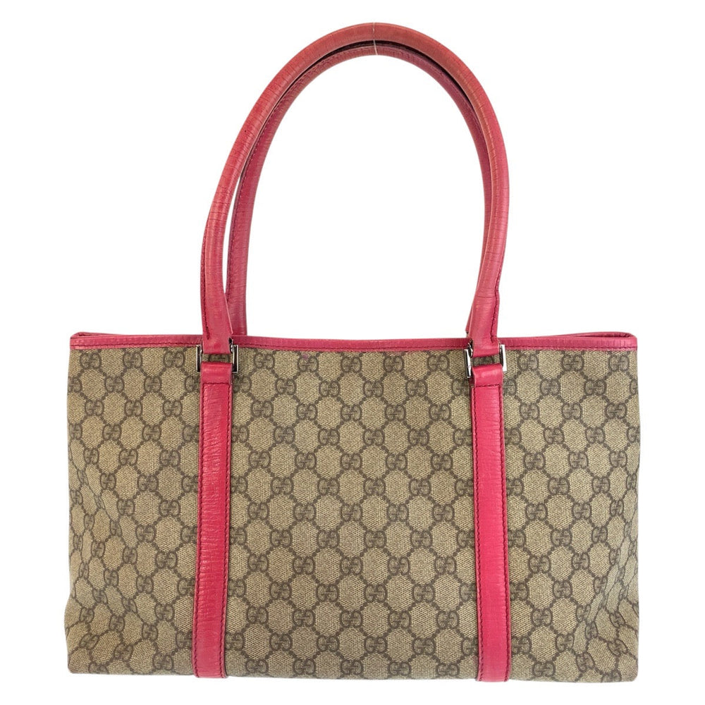 GUCCI Tote Bag 114595 GG Supreme canvas, leather Pink Brown SilverMetal Tote Bag Shoulder Bag Women Used Authentic
