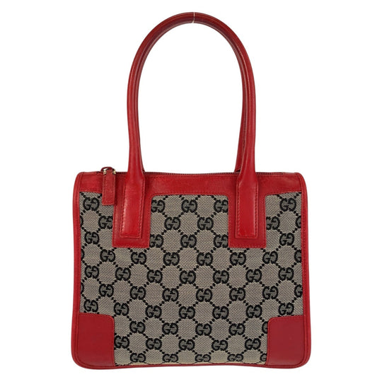 GUCCI Tote Bag 000 0856 GG canvas, leather Red beige Tote Bag Women Used Authentic