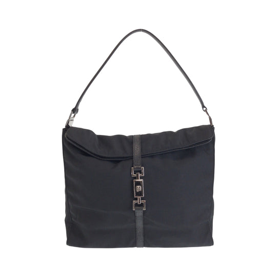 GUCCI Shoulder Bag 001 3355 Nylon Black SilverMetal One Shoulder Bag Jackie Women Used Authentic