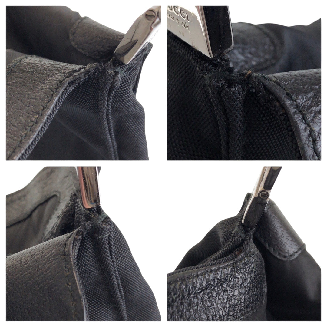 GUCCI Shoulder Bag 001 3355 Nylon Black SilverMetal One Shoulder Bag Jackie Women Used Authentic