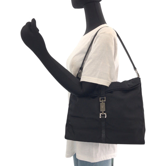 GUCCI Shoulder Bag 001 3355 Nylon Black SilverMetal One Shoulder Bag Jackie Women Used Authentic