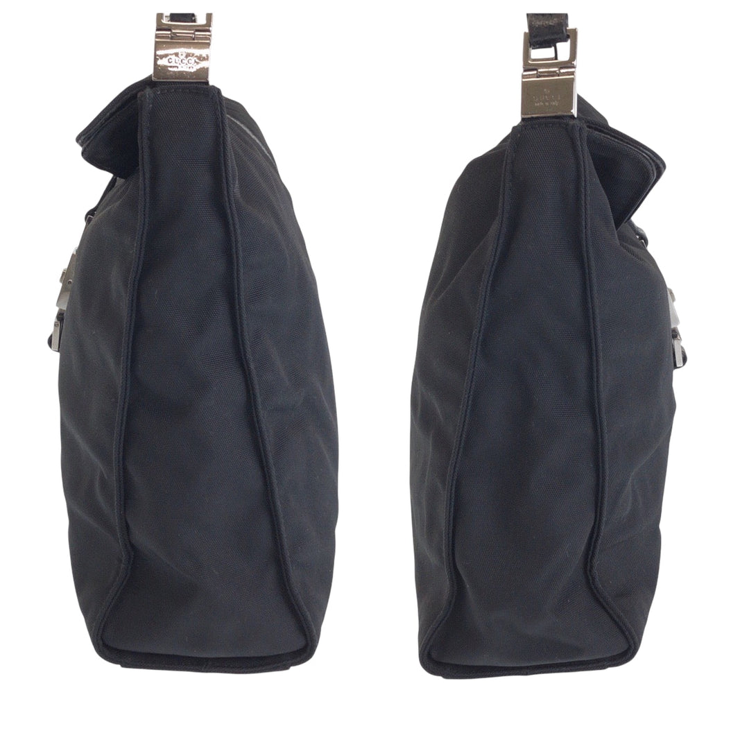 GUCCI Shoulder Bag 001 3355 Nylon Black SilverMetal One Shoulder Bag Jackie Women Used Authentic