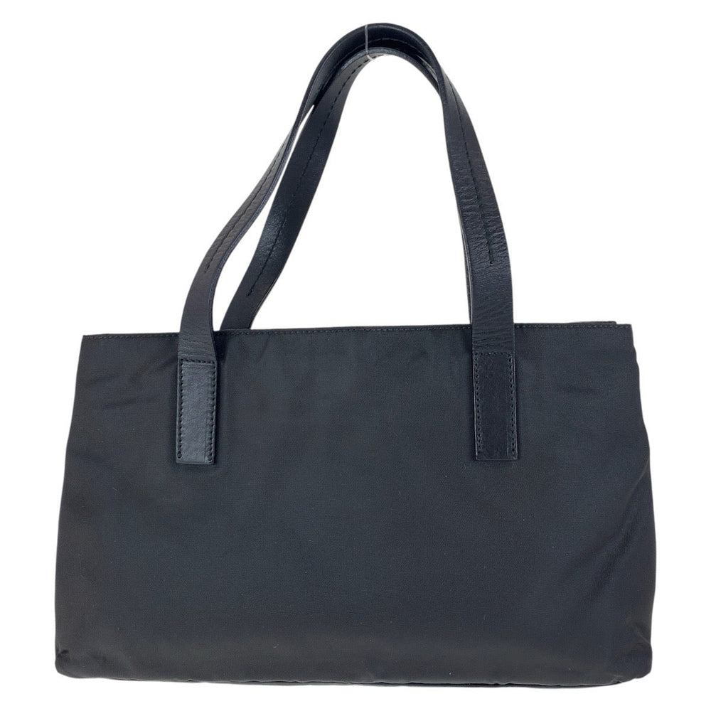PRADA Tote Bag Nylon, Leather Black SilverMetal Tote Bag handbag Test Triangle With logo Women Used Authentic