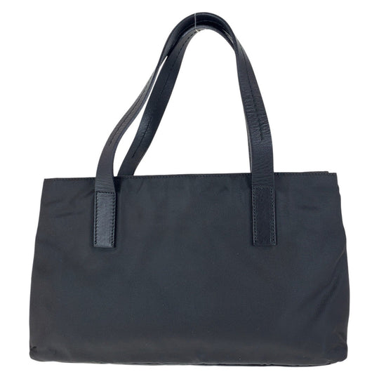 PRADA Tote Bag Nylon, Leather Black SilverMetal Tote Bag handbag Test Triangle With logo Women Used Authentic
