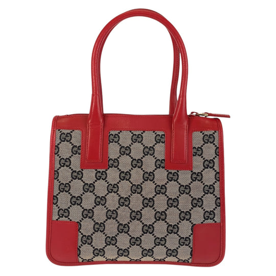 GUCCI Tote Bag 000 0856 GG canvas, leather Red Gold Metal Tote Bag handbag Women Used Authentic