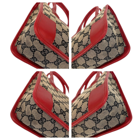 GUCCI Tote Bag 000 0856 GG canvas, leather Red Gold Metal Tote Bag handbag Women Used Authentic