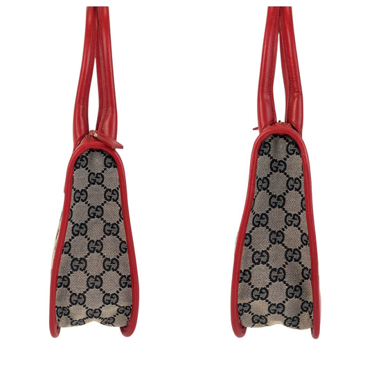 GUCCI Tote Bag 000 0856 GG canvas, leather Red Gold Metal Tote Bag handbag Women Used Authentic