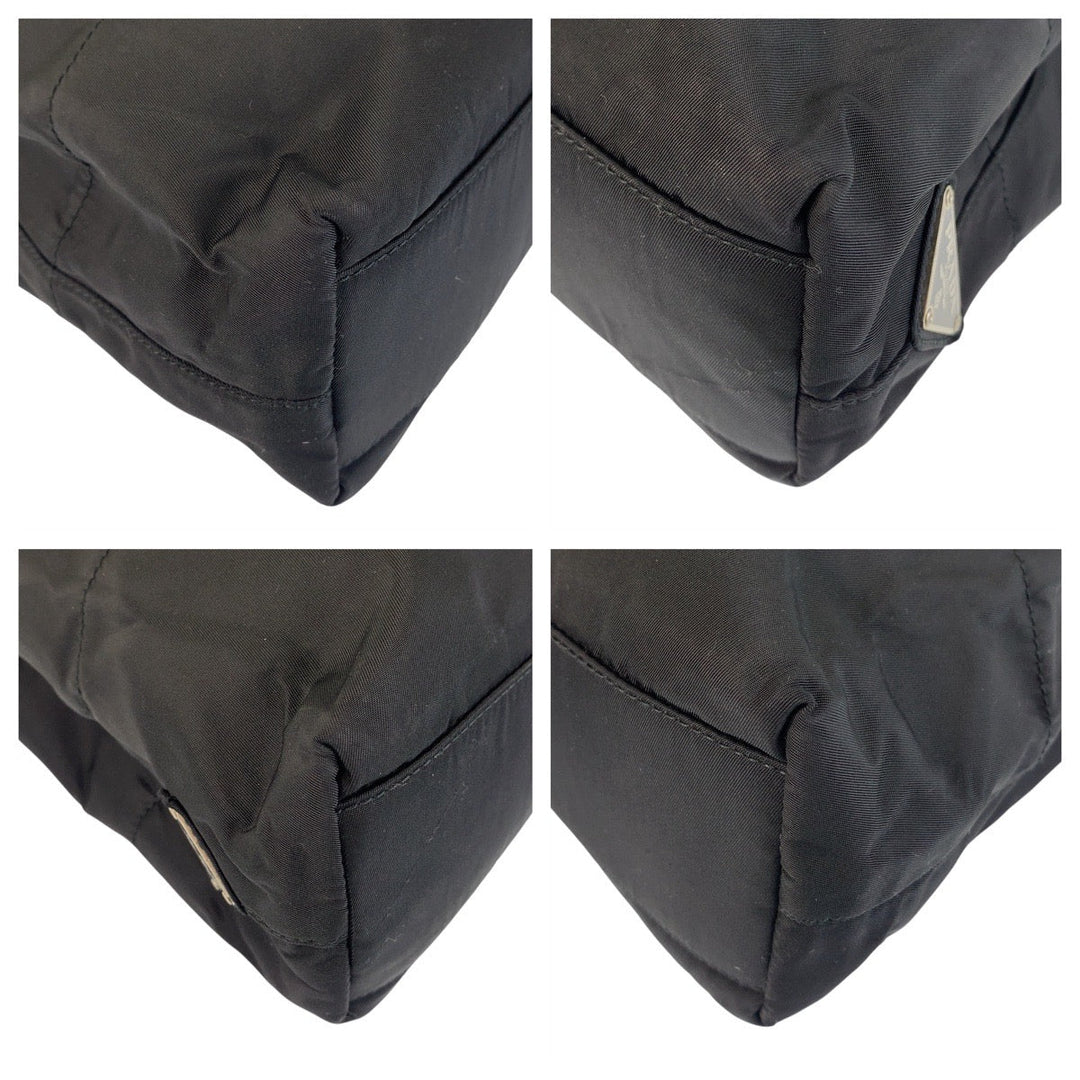PRADA Tote Bag Nylon Black black Tote Bag Shoulder Bag Test Triangle With logo Women Used Authentic