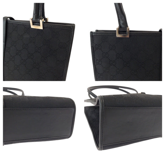 GUCCI Tote Bag 002 1073 GG canvas Black SilverMetal Tote Bag Shoulder Bag Jackie Women Used Authentic
