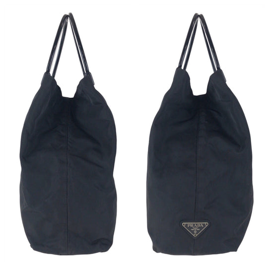 PRADA Tote Bag Nylon, Plastic Black black Tote Bag handbag Test Triangle With logo Women Used Authentic