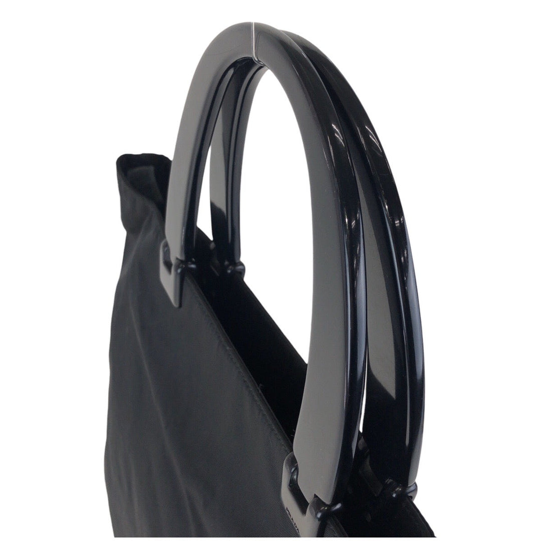 PRADA Tote Bag Nylon, Plastic Black black Tote Bag handbag Test Triangle With logo Women Used Authentic