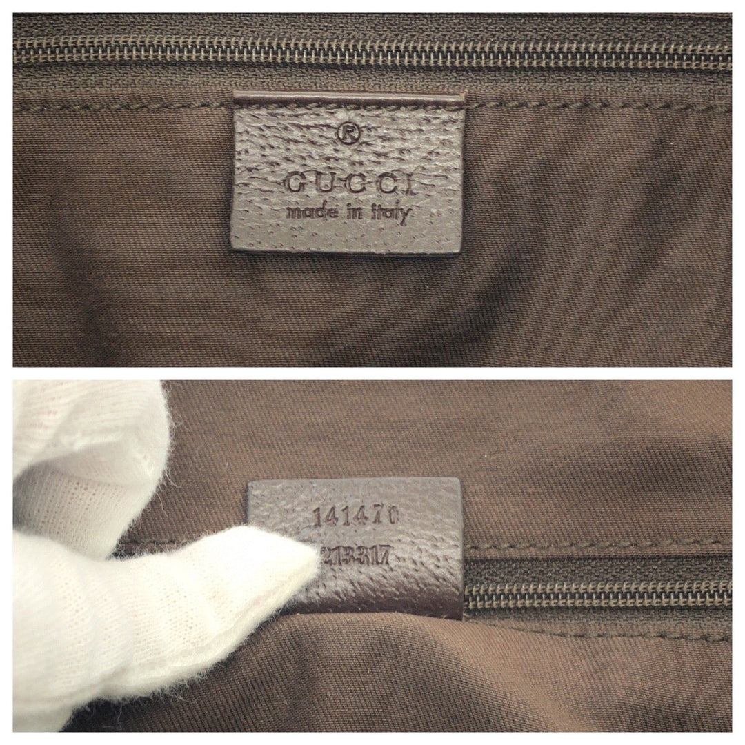 GUCCI Tote Bag 141470 GG canvas Beige Brown Gold Metal Tote Bag Shoulder Bag Women Used Authentic