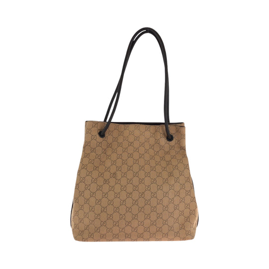 GUCCI Tote Bag 101341 canvas Brown Black Metal Tote Bag Shoulder Bag Women Used Authentic