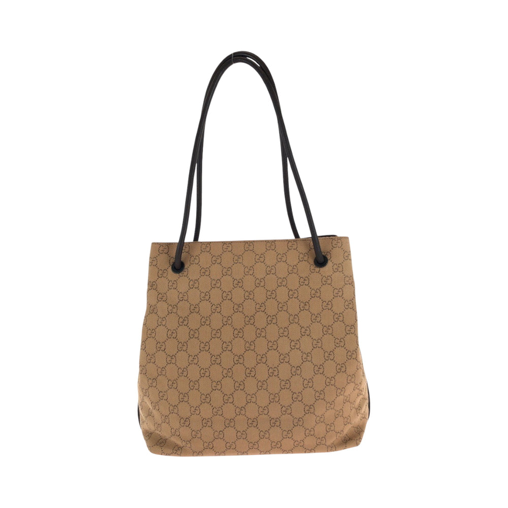 GUCCI Tote Bag 101341 canvas Brown Black Metal Tote Bag Shoulder Bag Women Used Authentic