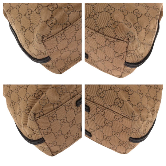 GUCCI Tote Bag 101341 canvas Brown Black Metal Tote Bag Shoulder Bag Women Used Authentic