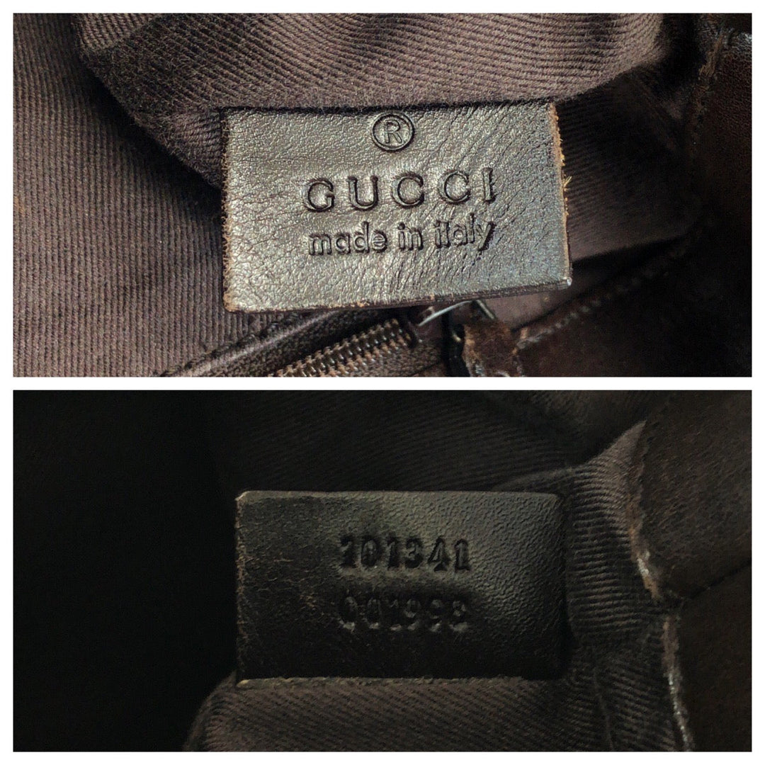 GUCCI Tote Bag 101341 canvas Brown Black Metal Tote Bag Shoulder Bag Women Used Authentic