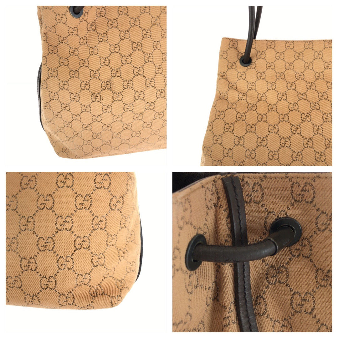 GUCCI Tote Bag 101341 canvas Brown Black Metal Tote Bag Shoulder Bag Women Used Authentic