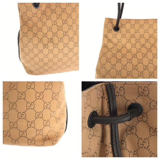 GUCCI Tote Bag 101341 canvas Brown Black Metal Tote Bag Shoulder Bag Women Used Authentic