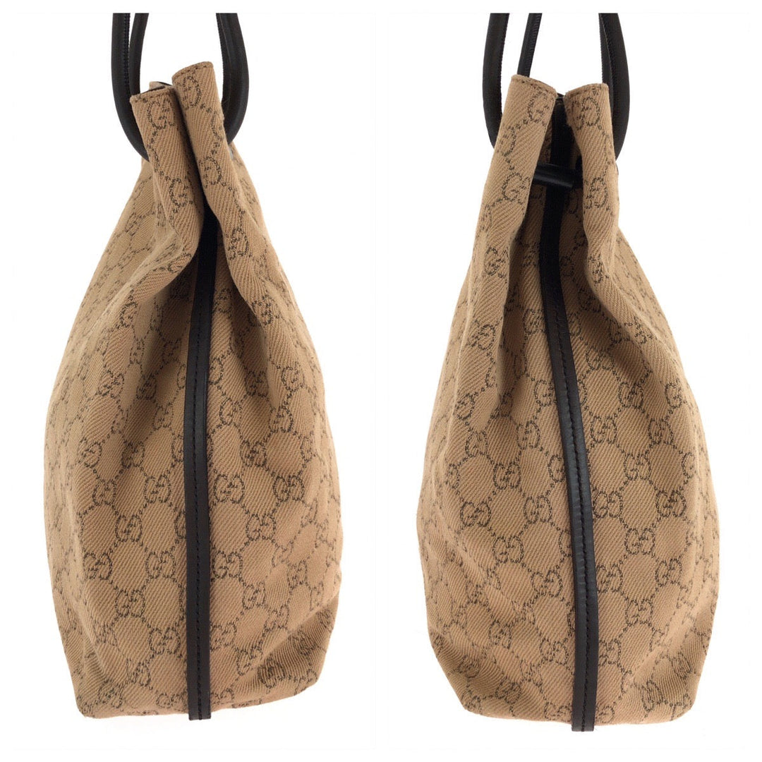 GUCCI Tote Bag 101341 canvas Brown Black Metal Tote Bag Shoulder Bag Women Used Authentic