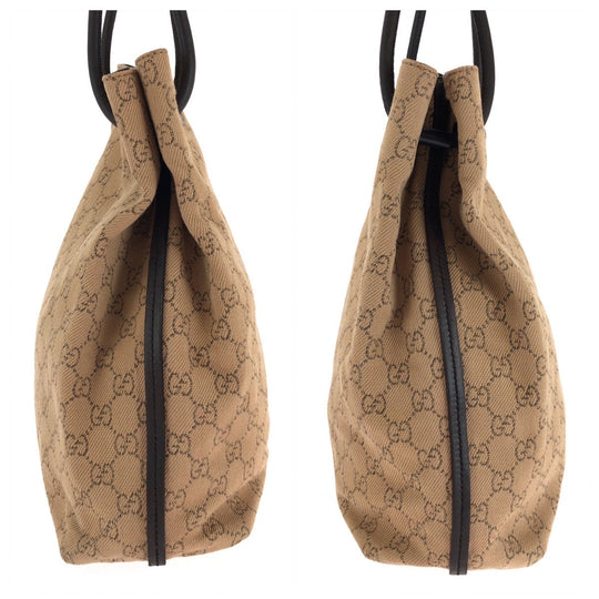 GUCCI Tote Bag 101341 canvas Brown Black Metal Tote Bag Shoulder Bag Women Used Authentic