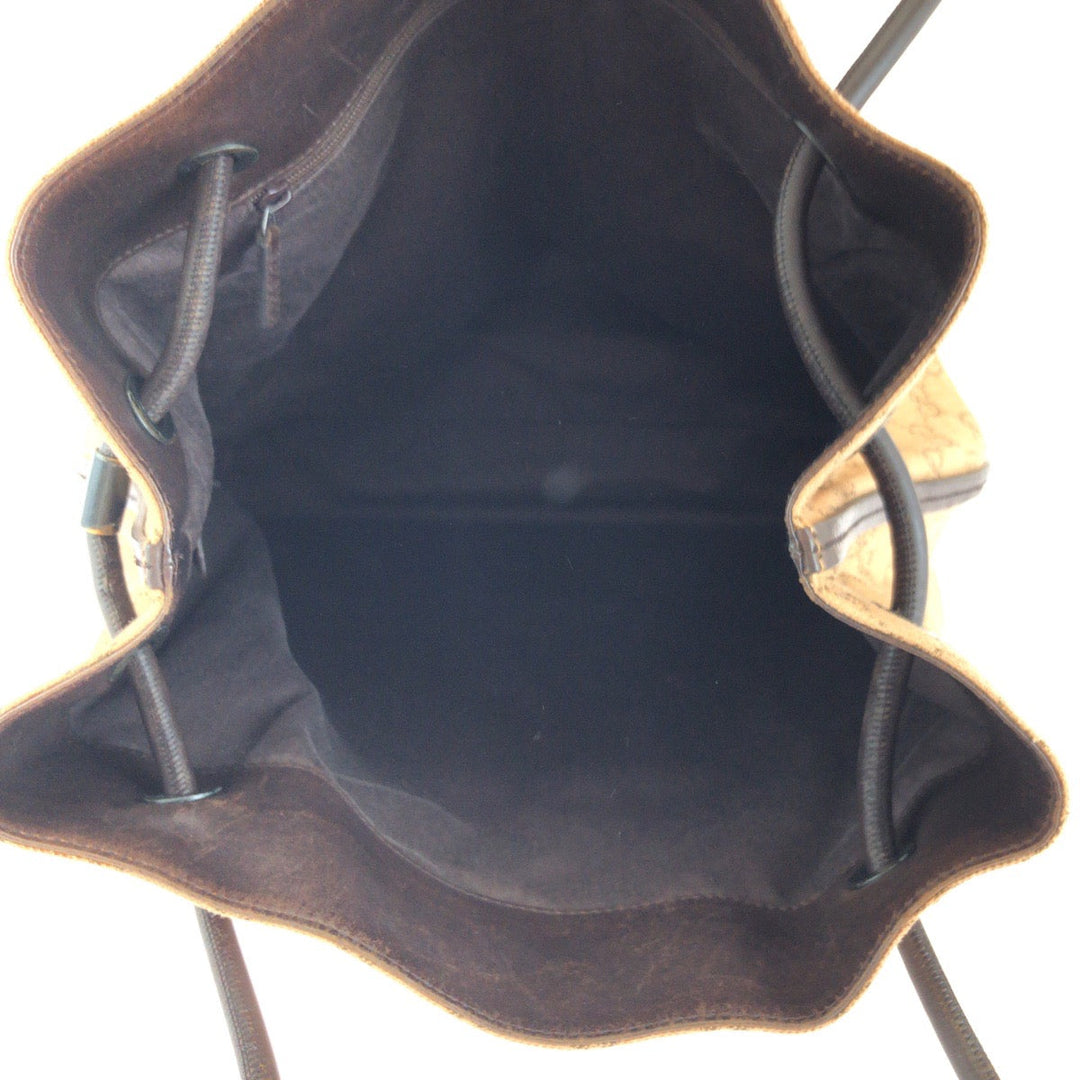 GUCCI Tote Bag 101341 canvas Brown Black Metal Tote Bag Shoulder Bag Women Used Authentic