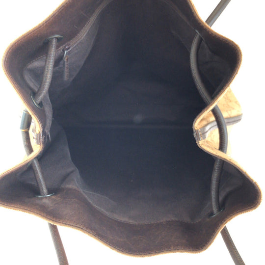 GUCCI Tote Bag 101341 canvas Brown Black Metal Tote Bag Shoulder Bag Women Used Authentic