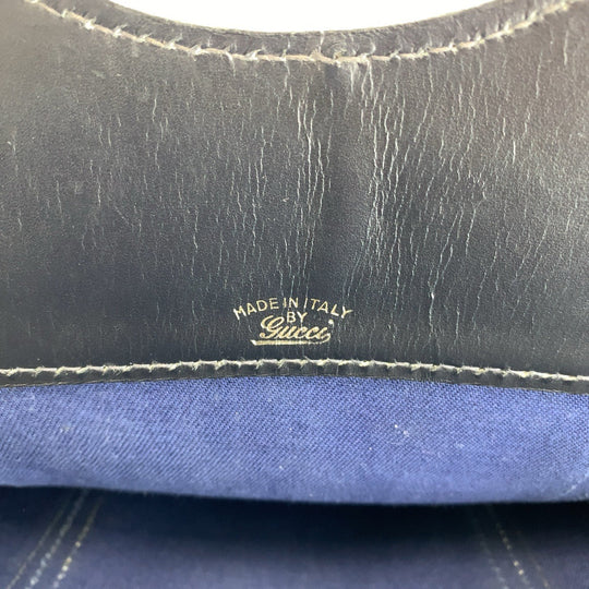 GUCCI Tote Bag GG Supreme canvas, leather Navy gray Tote Bag Sherry line Women Used Authentic