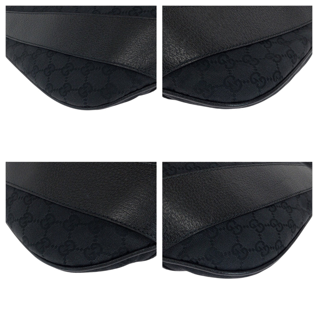 GUCCI Shoulder Bag 124358 GG canvas Black SilverMetal Hobo One Shoulder Bag Women Used Authentic