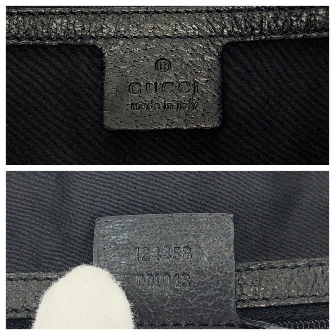 GUCCI Shoulder Bag 124358 GG canvas Black SilverMetal Hobo One Shoulder Bag Women Used Authentic