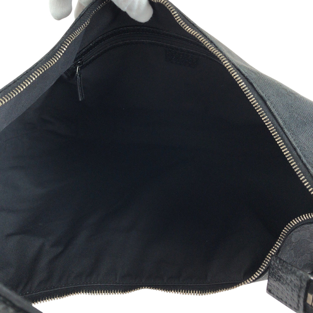 GUCCI Shoulder Bag 124358 GG canvas Black SilverMetal Hobo One Shoulder Bag Women Used Authentic