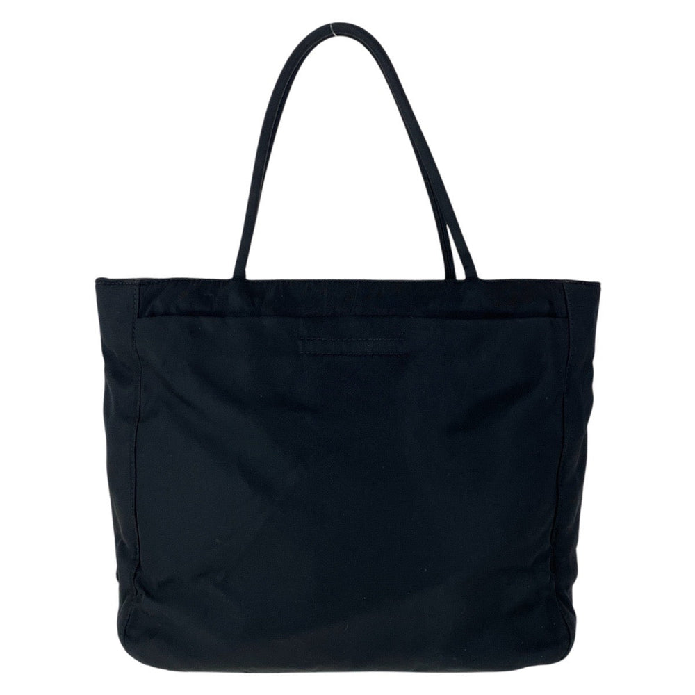 PRADA Tote Bag Nylon Black SilverMetal Tote Bag Shoulder Bag Test Triangle With logo Women Used Authentic
