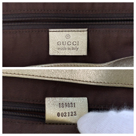 GUCCI Tote Bag 189831 GG canvas, leather Beige gold Tote Bag Shoulder Bag Abbey Women Used Authentic