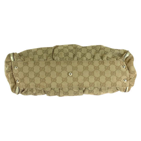 GUCCI Tote Bag 189831 GG canvas, leather Beige gold Tote Bag Shoulder Bag Abbey Women Used Authentic
